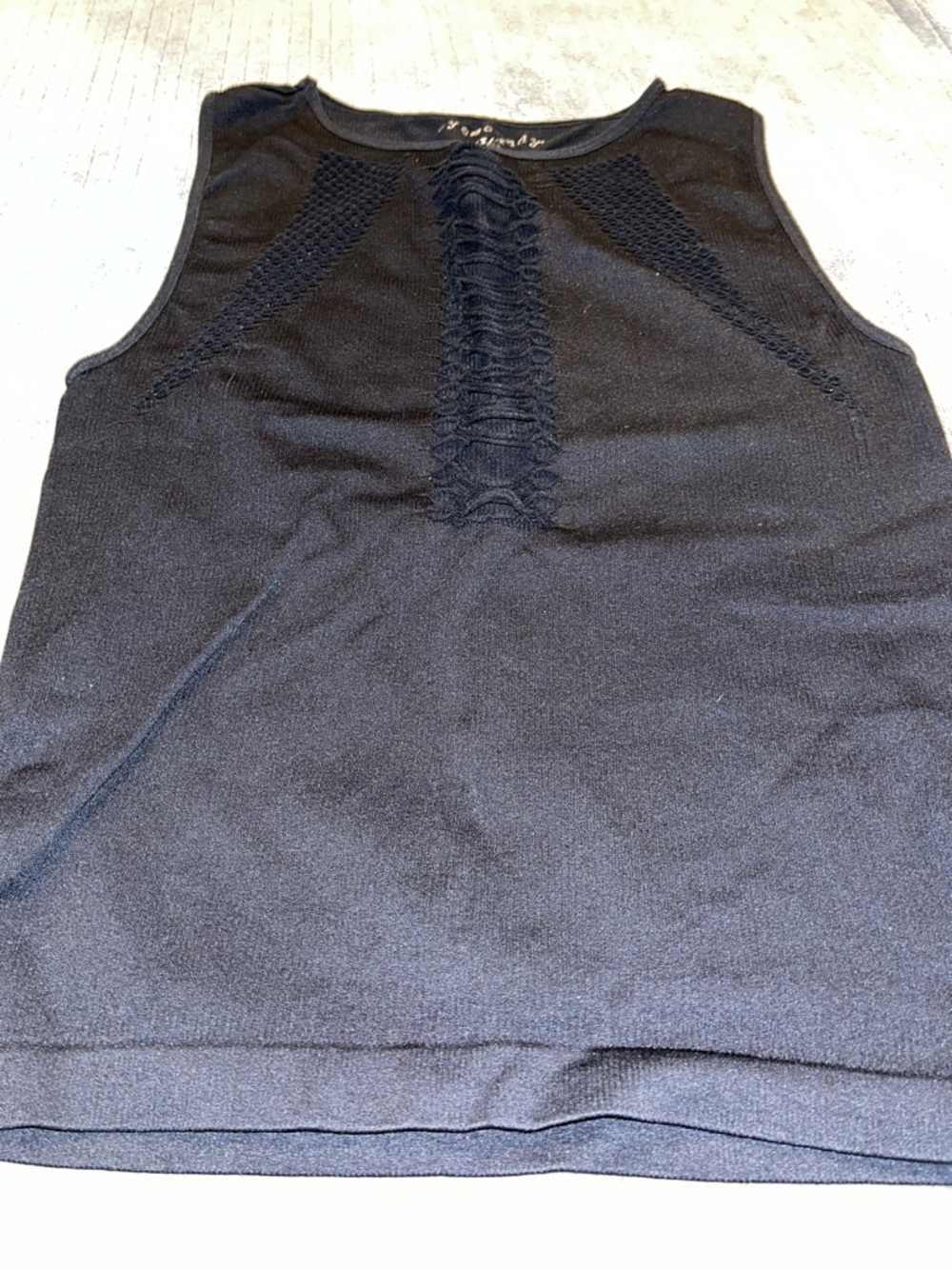 eye candy Black Sleeveless Knit Tank with Crochet Details
